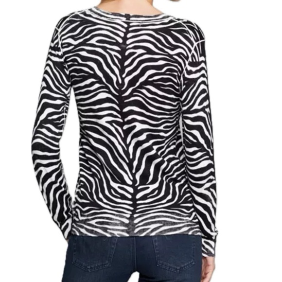 Michael Kors Black & White Zebra Print Lightweight Knit Sweater | Size Small - Picture 2 of 9